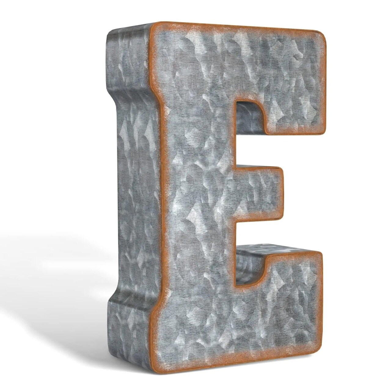 Galvanized Metal Letters for Wall Decor 3D Letter E for Hanging or Freestanding Unique Blend of Rustic Vintage Western and Industrial Styles Fits for Living Room Lobby Kitchen Bedroom Decoration